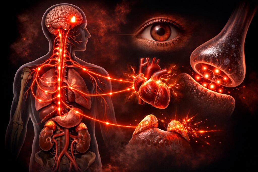 "fight or flight" (sympathetic) pathway overreacting