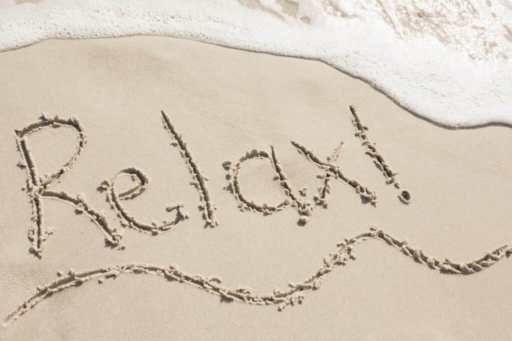 relax written sand